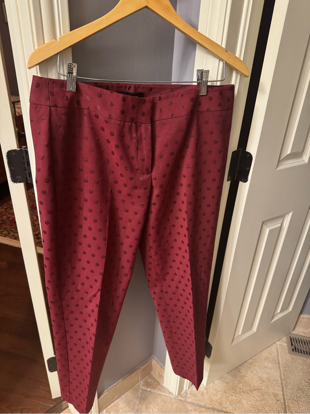 Burgundy Polka Dot Dress Pants
